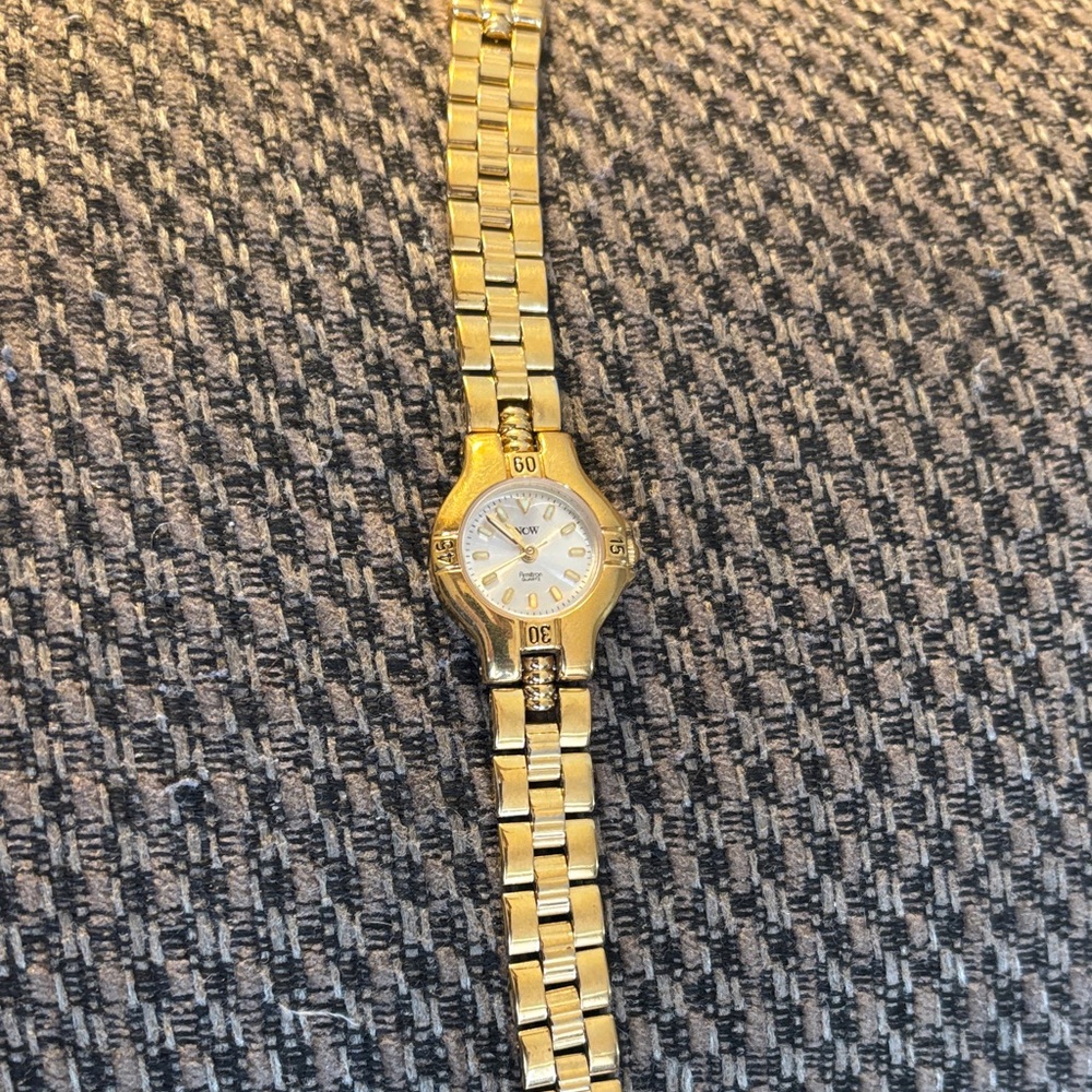 Gold-Tone Watch with White Dial